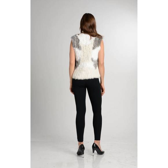 NEW LOVE TOKEN jane genuine rabbit fur vest in ivory combo - Picture 3 of 3